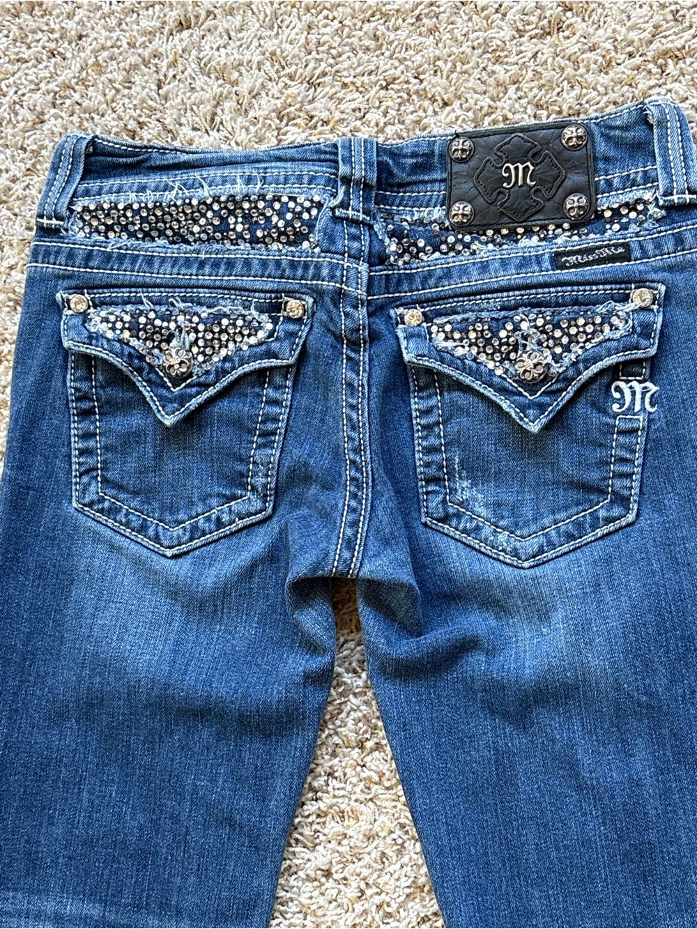 Miss Me Bootcut Rhinestone Pocket Jeans Womens 28